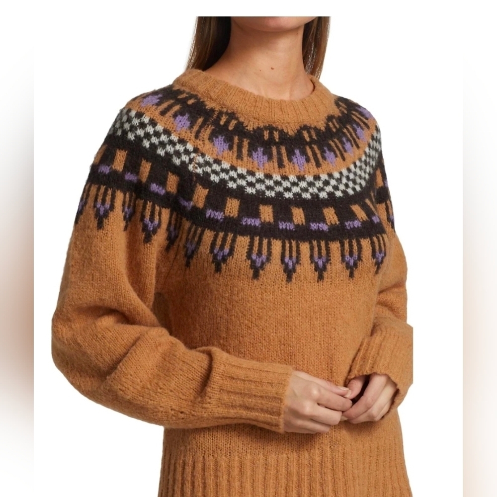 A.L.C. | Camel Oakley Turtleneck Fair Isle Sweater Size Small